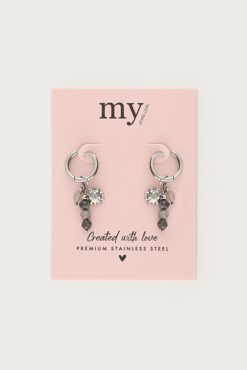 Earrings with gray beads and sun | My Jewellery