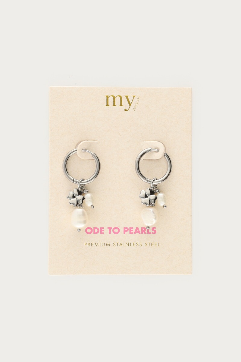 Hoop earrings with natural pearls and clover | My Jewellery
