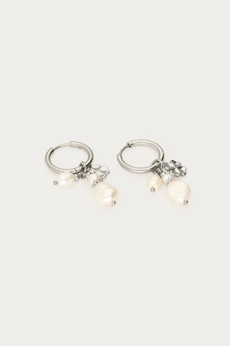 Hoop earrings with natural pearls and clover | My Jewellery
