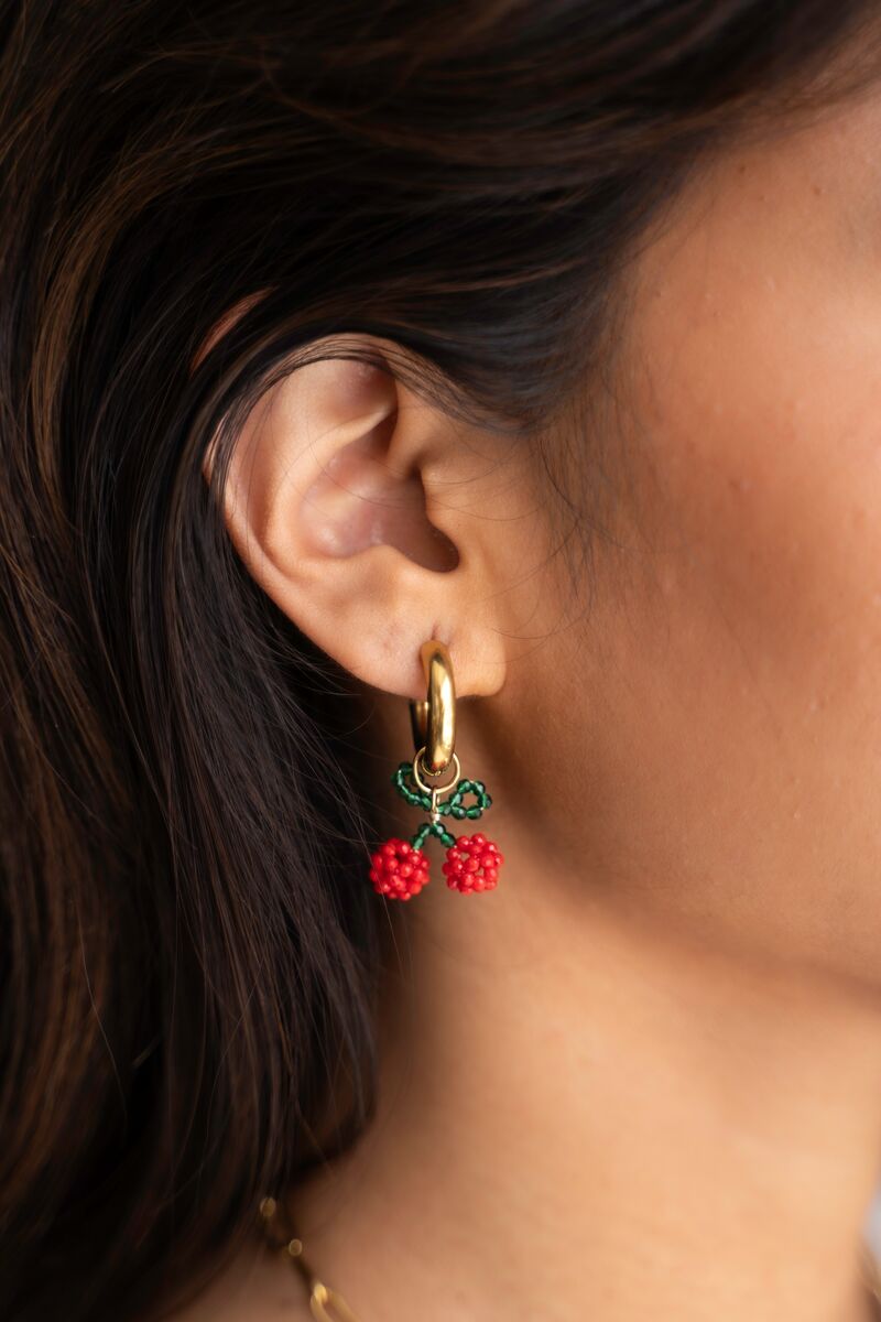 Cherry beaded earrings on sale