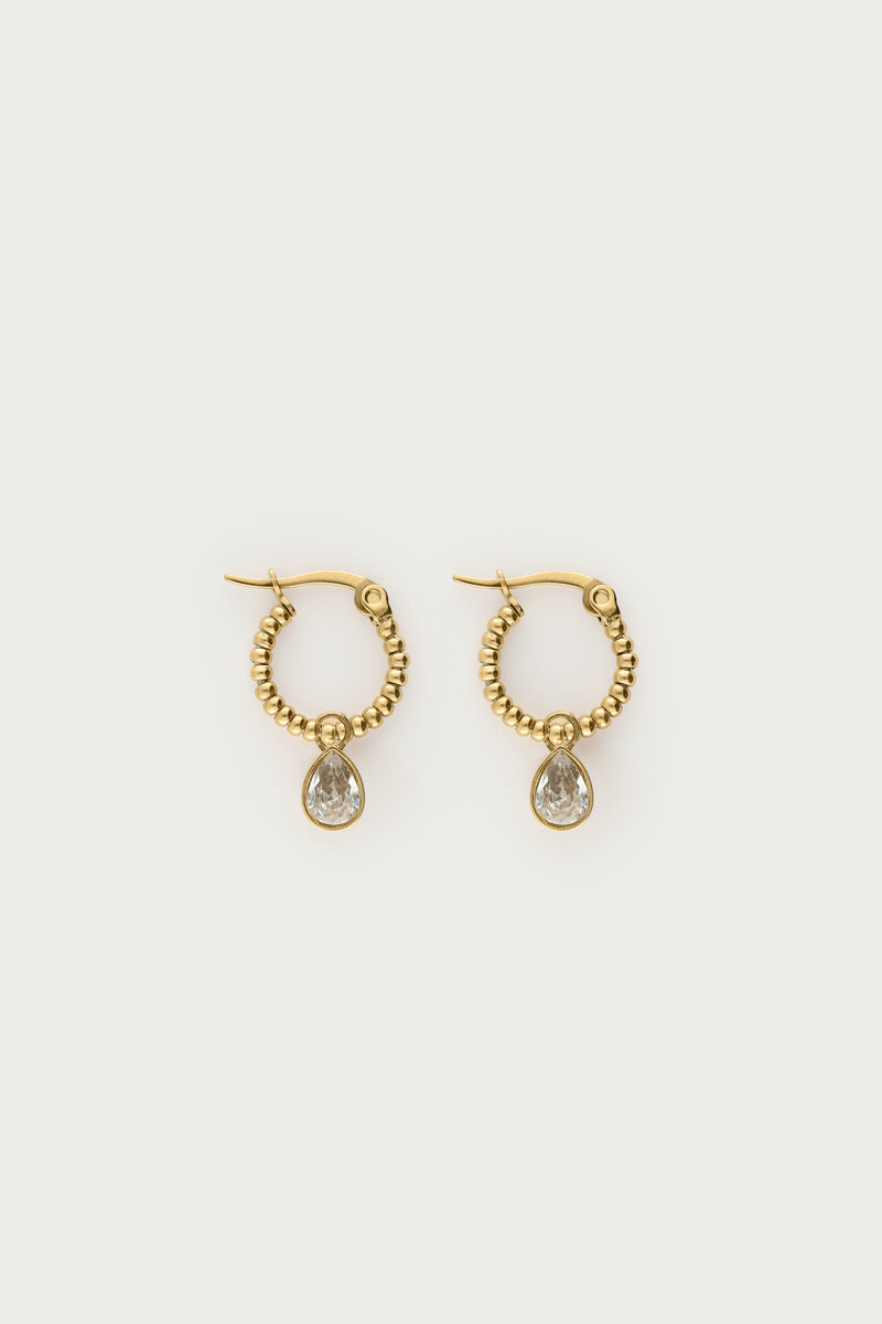 Hoop earrings with rhinestone pear drop