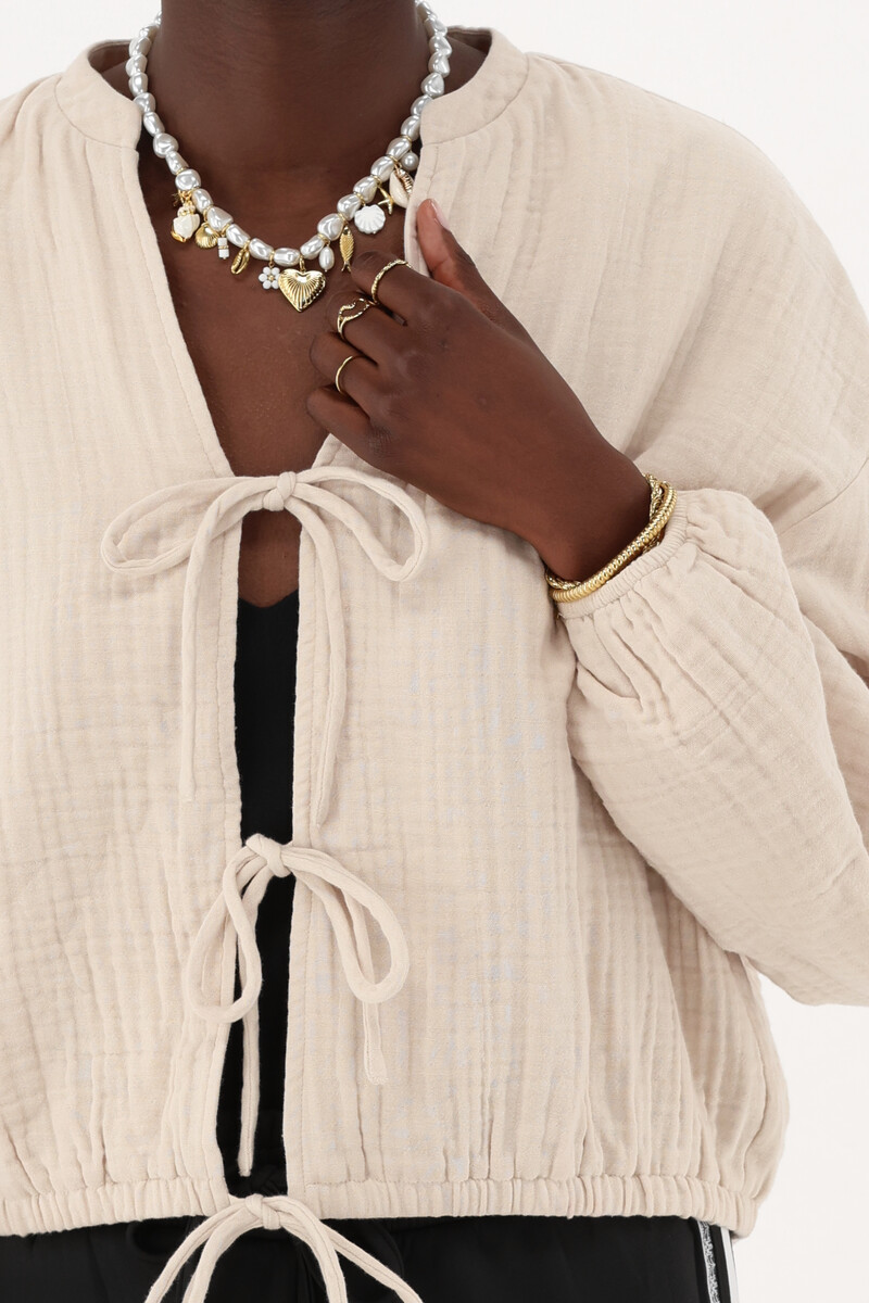 Beige mousseline blouse with bows | My Jewellery