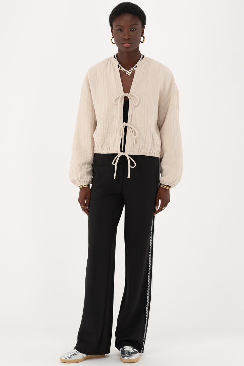 Beige mousseline blouse with bows | My Jewellery