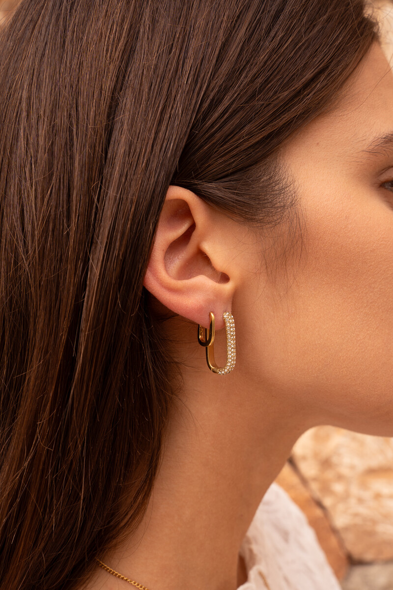 Rectangular earrings with stones | My Jewellery