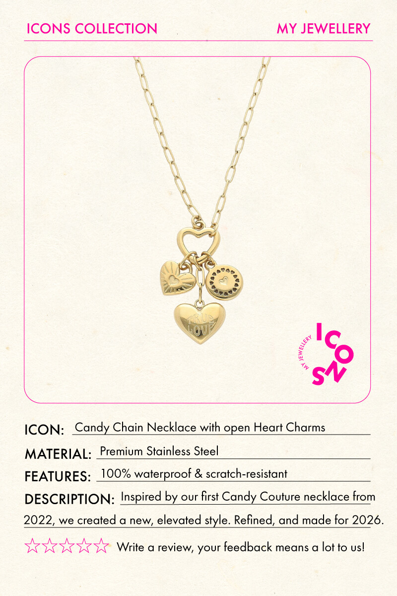 Candy chain necklace with open heart charms | My Jewellery