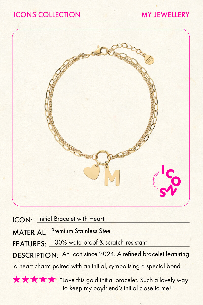 Initial double bracelet with heart | My Jewellery