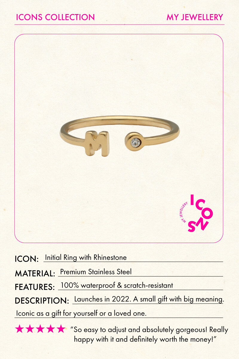 Initial ring with rhinestone | My Jewellery