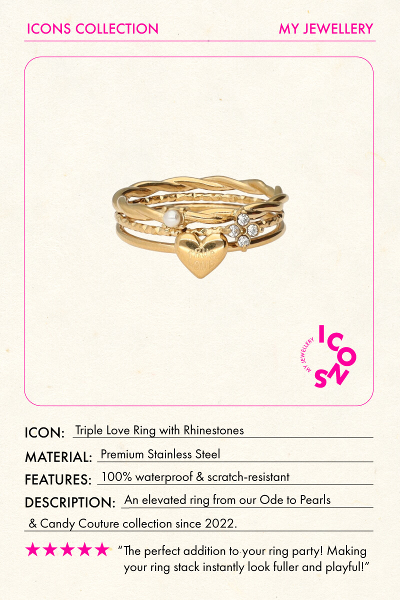 Triple ring love with rhinestones | My Jewellery
