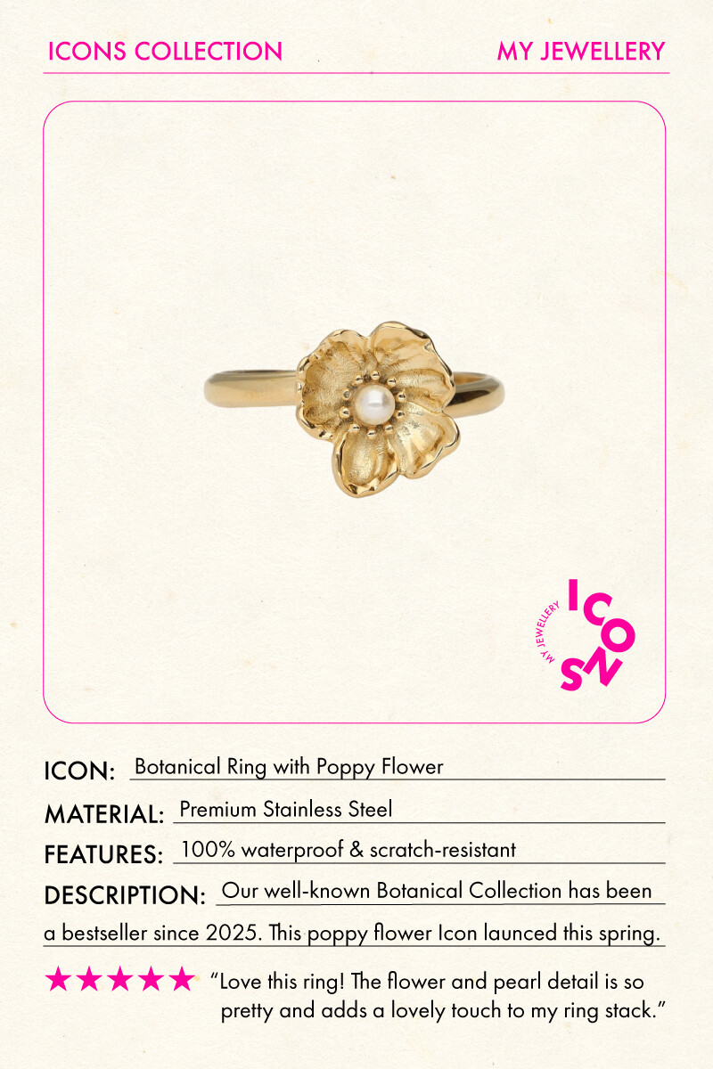 Botanical ring with poppy flower | My Jewellery