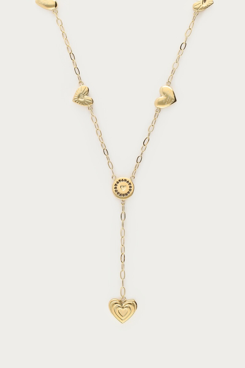 Iconic long necklace with candy hearts