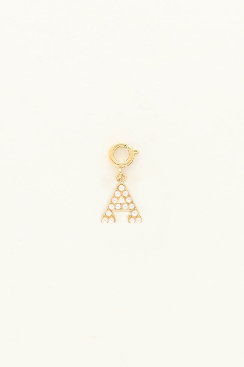 Initial charm with faux pearls