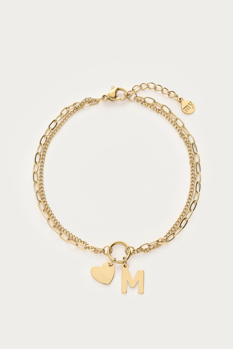 Initial double bracelet with heart | My Jewellery