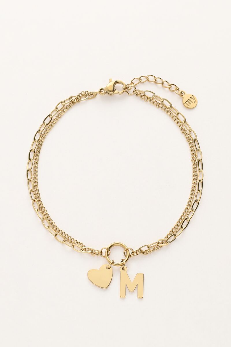 Initial double bracelet with heart | My Jewellery