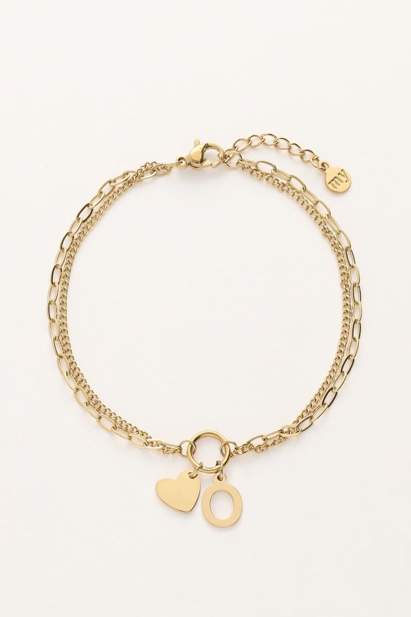 Initial dubbele armband met hartje
