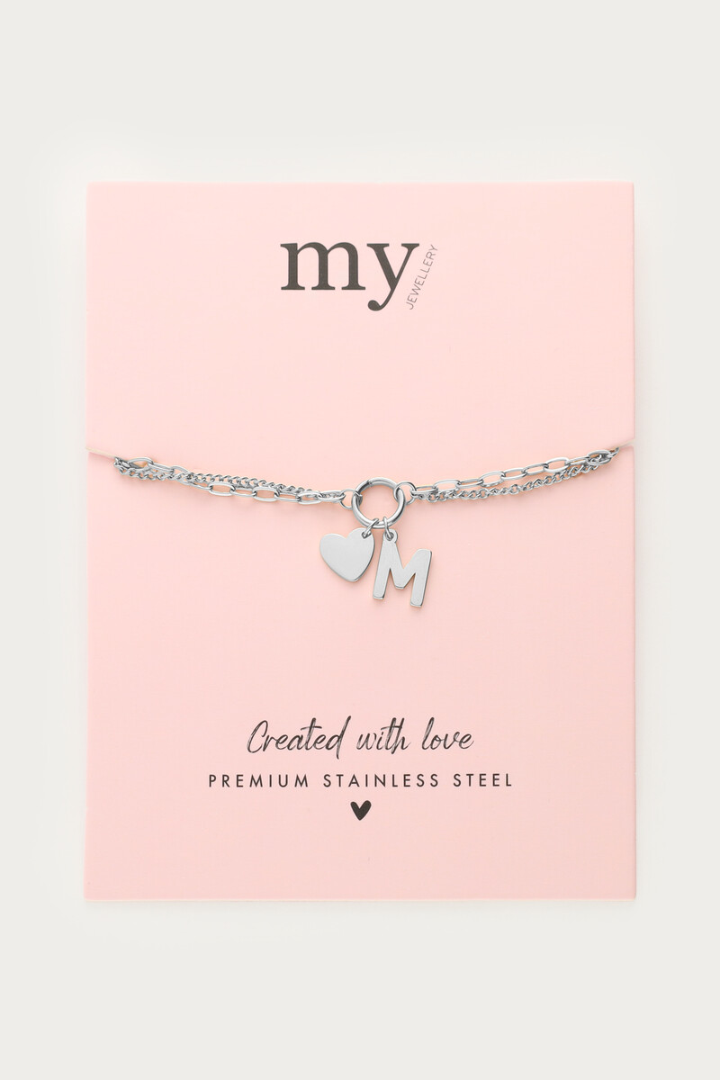 Initial double bracelet with heart | My Jewellery