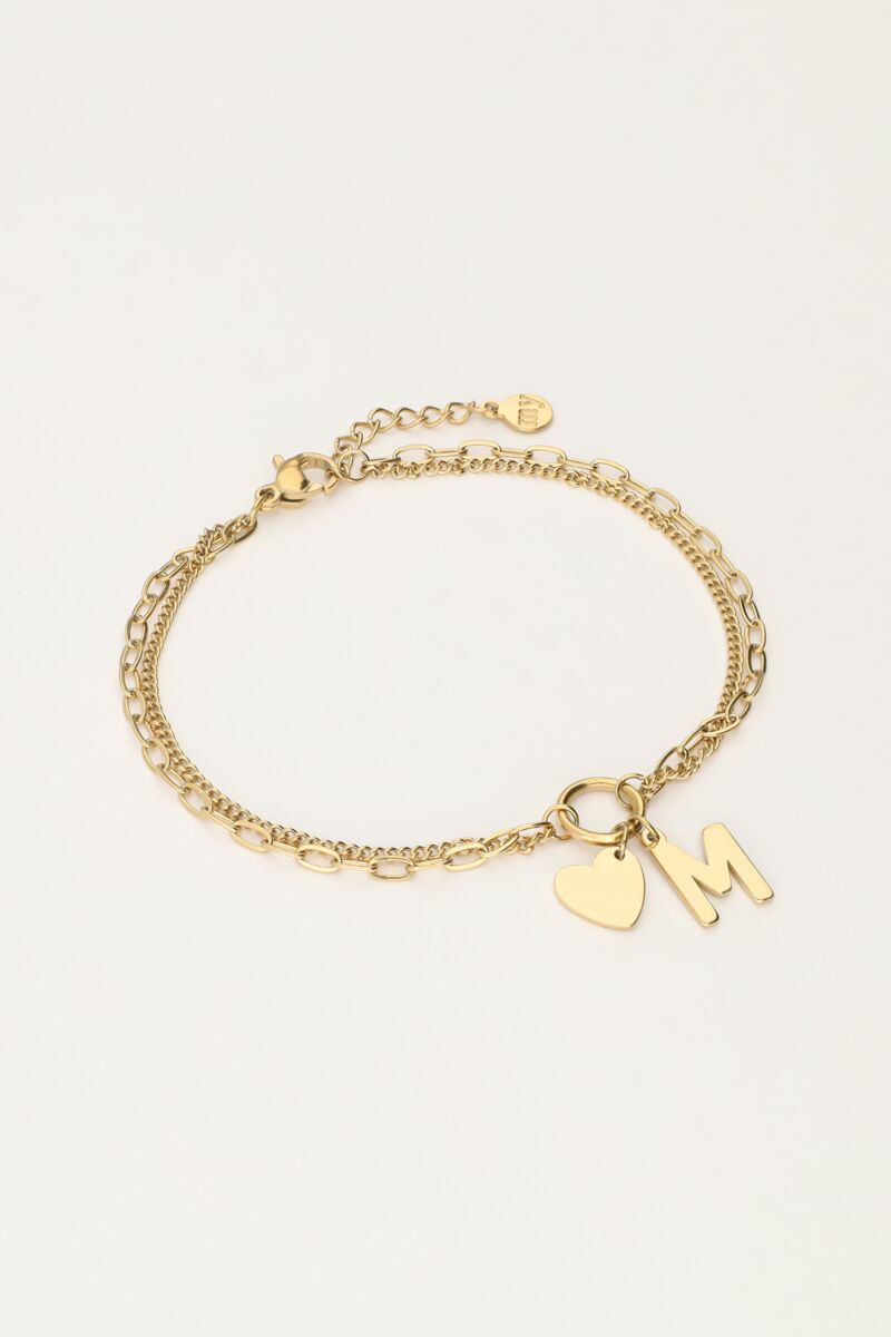 Initial double bracelet with heart | My Jewellery