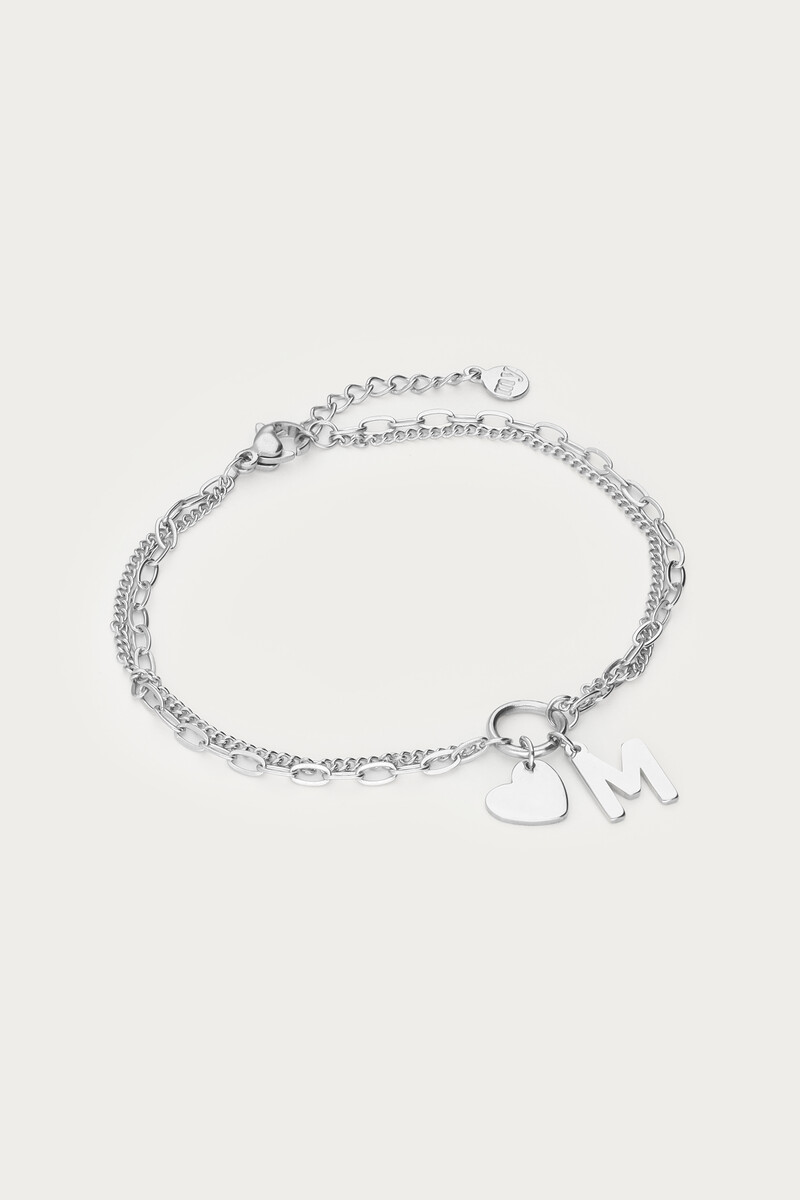 Initial double bracelet with heart | My Jewellery