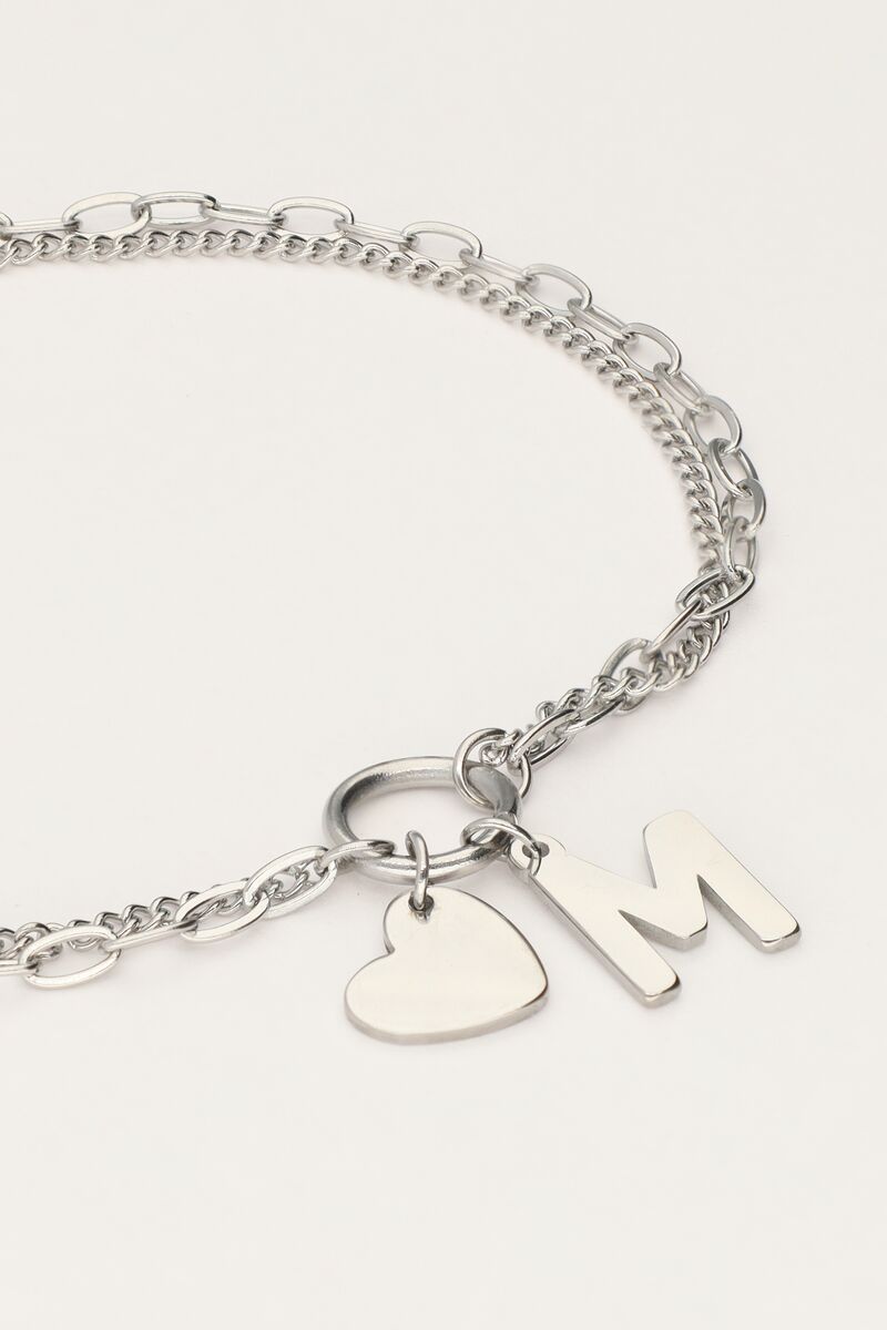 Initial double bracelet with heart | My Jewellery