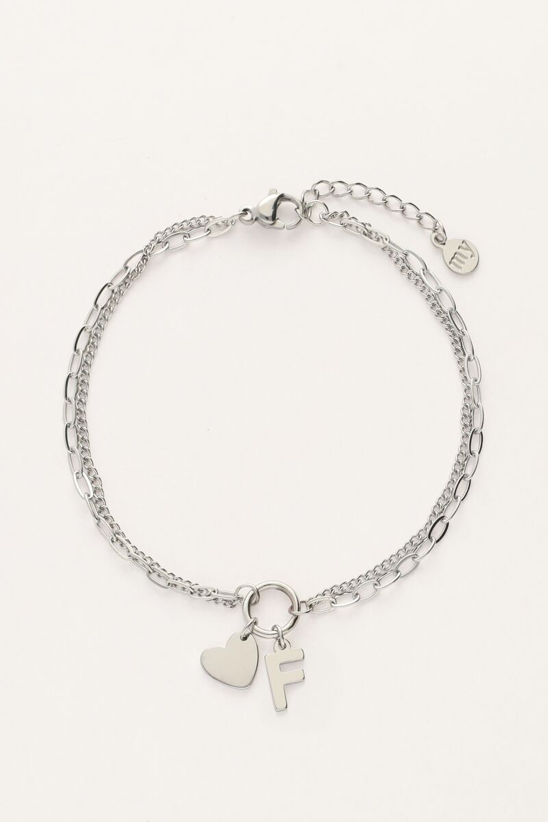 My jewellery Initial dubbele armband met hartje