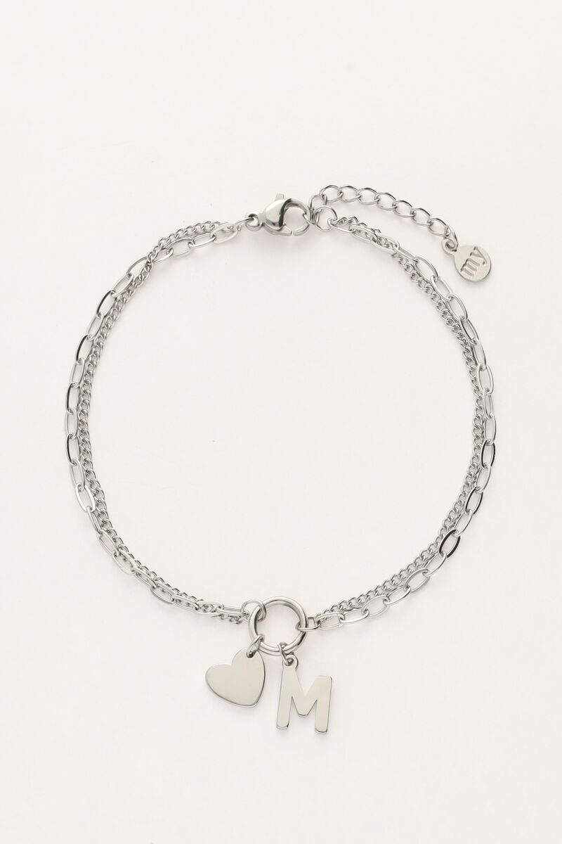 Initial double bracelet with heart | My Jewellery
