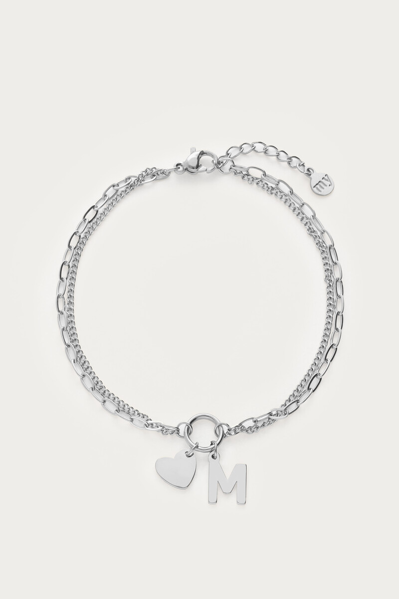 Initial double bracelet with heart | My Jewellery