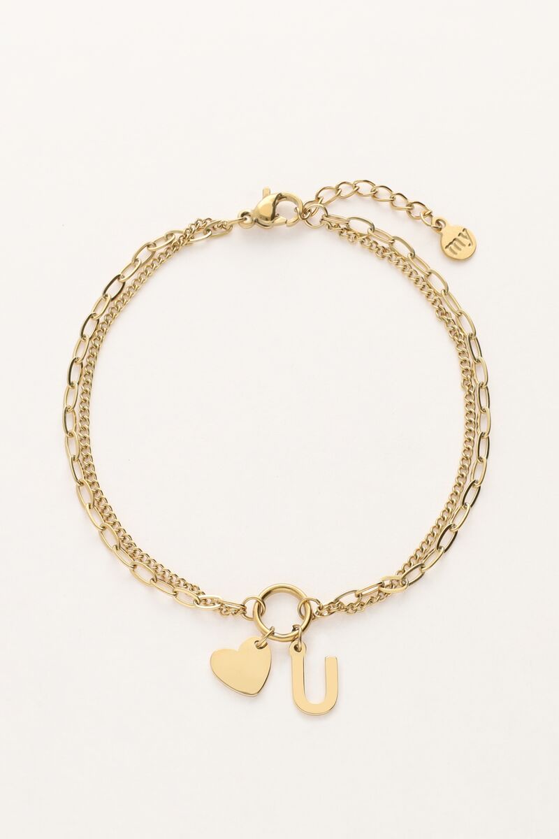 My jewellery Initial dubbele armband met hartje