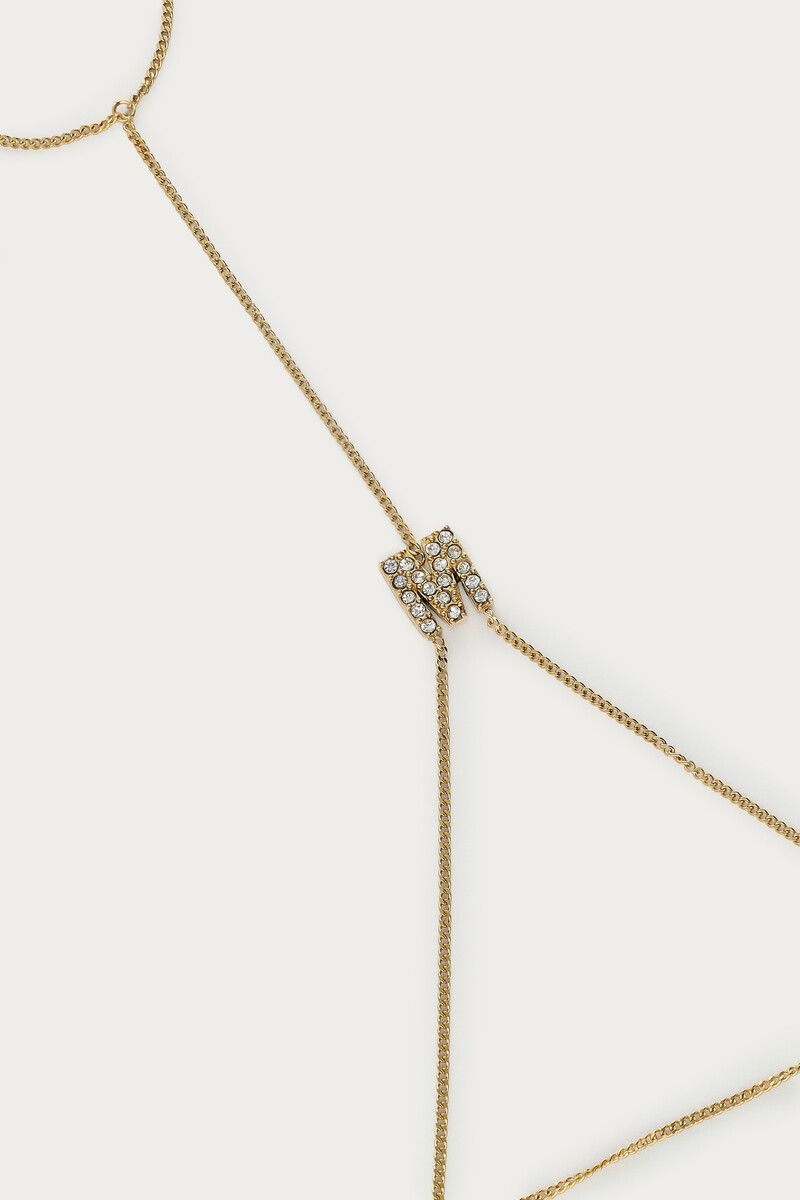 Initial hand chain with rhinestones | My Jewellery
