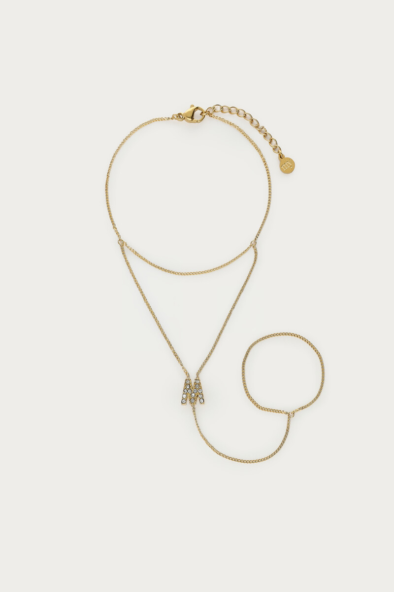 Initial hand chain with rhinestones | My Jewellery