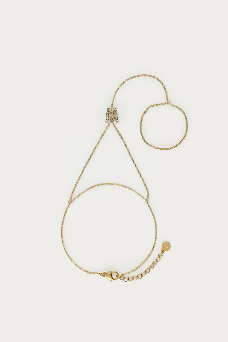 Initial hand chain with rhinestones | My Jewellery