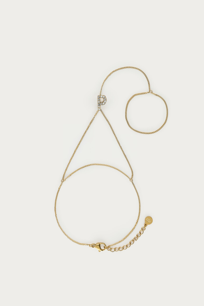 Initial hand chain with rhinestones
