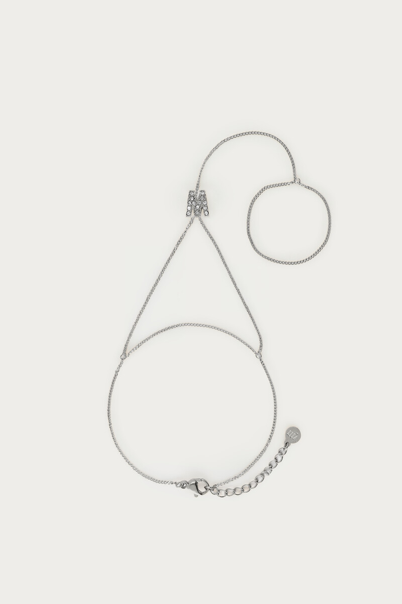 Initial hand chain with rhinestones | My Jewellery