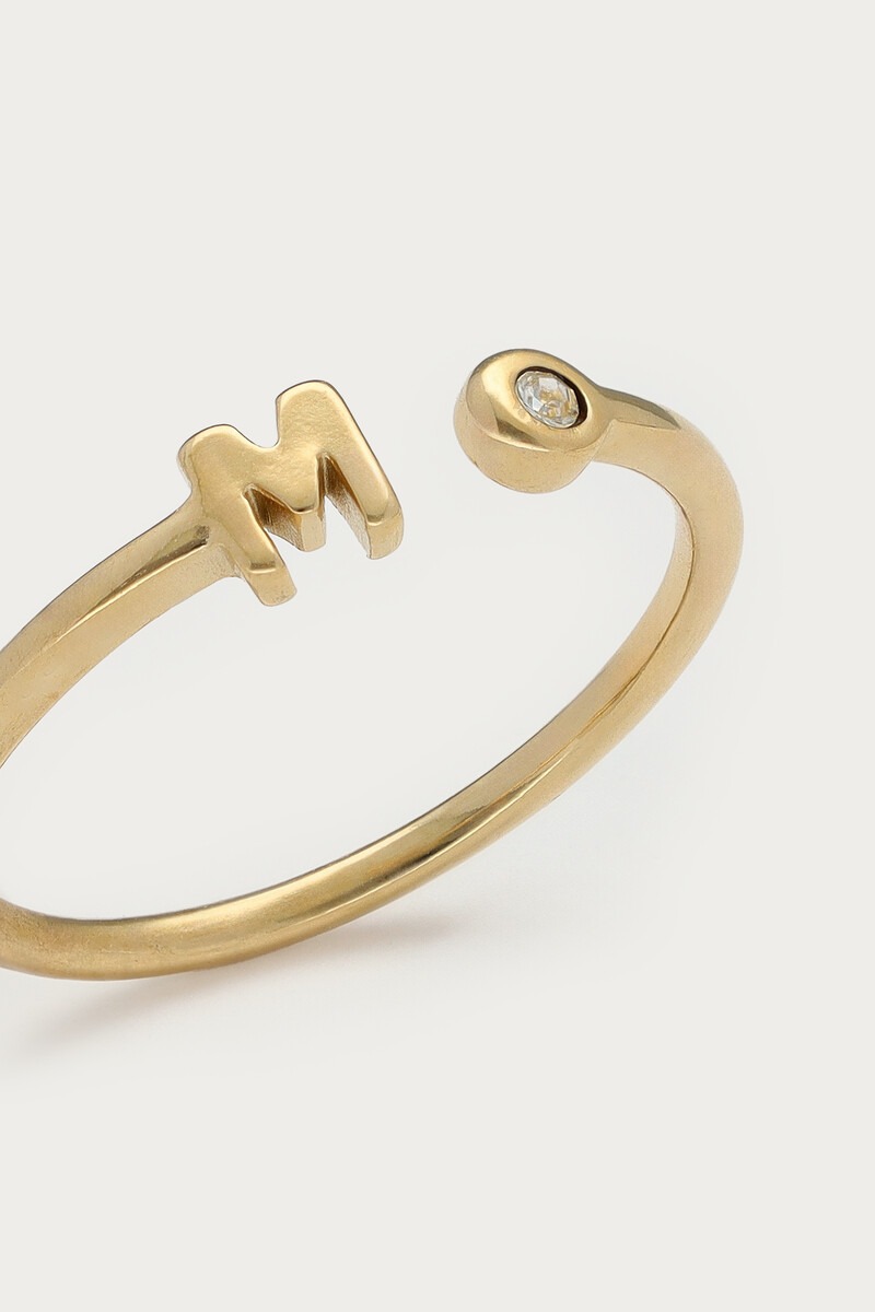 Initial ring with rhinestone | My Jewellery