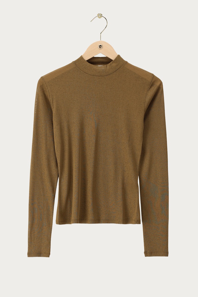 Khaki green mesh top with turtleneck | My Jewellery