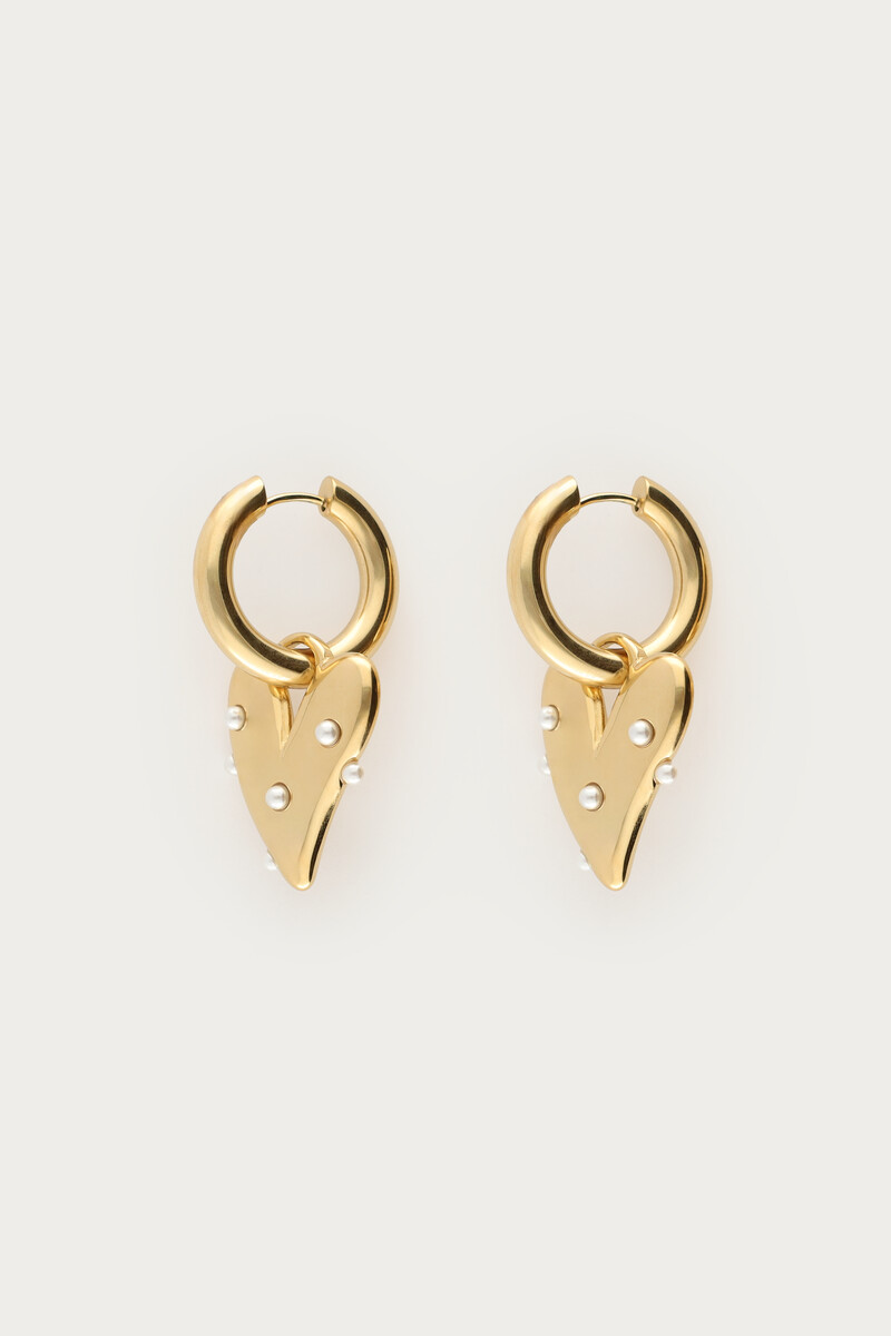 Large hoop earrings with heart & faux pearls | My Jewellery
