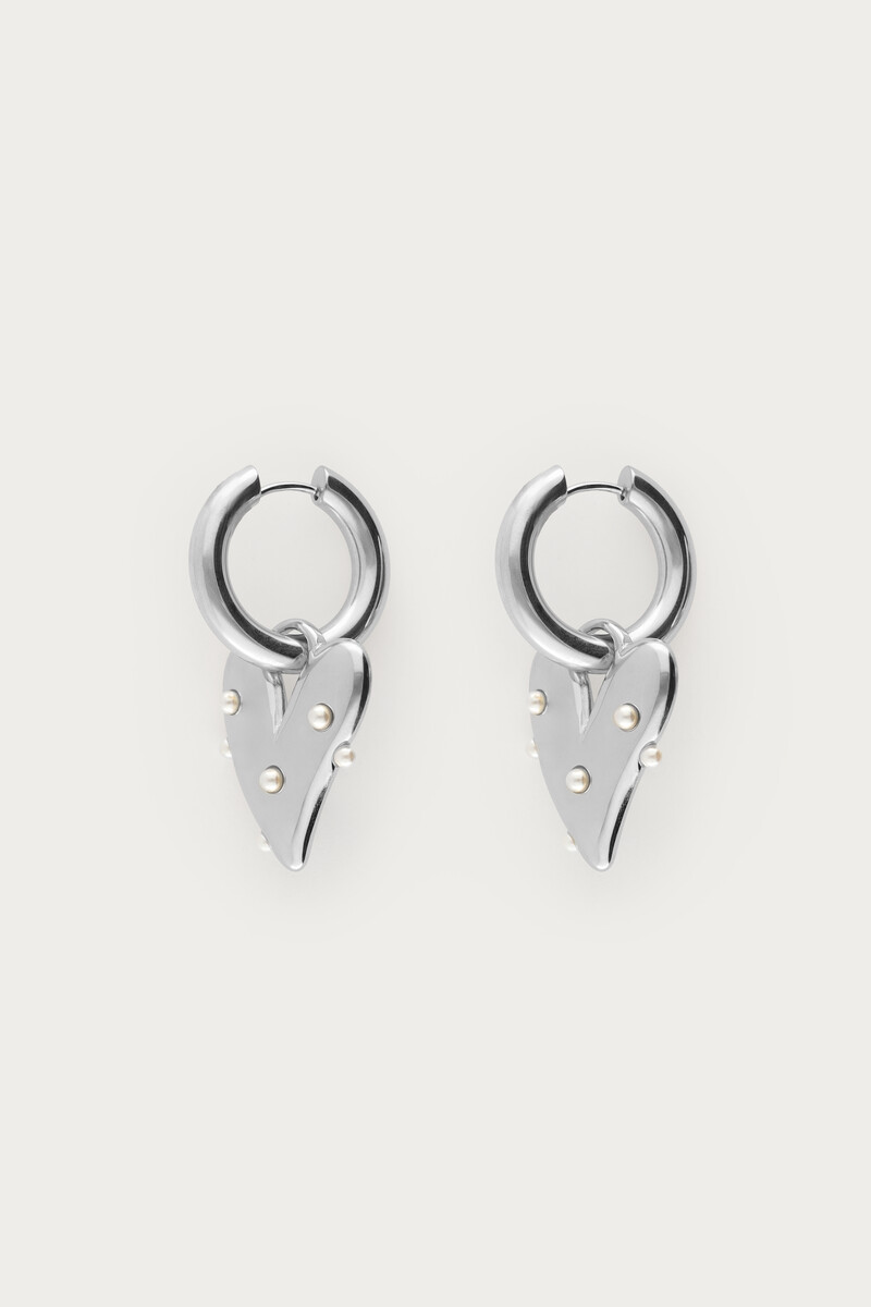 Large hoop earrings with heart & faux pearls | My Jewellery