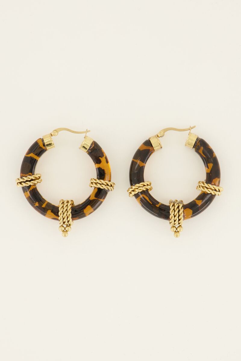 Large round mottled chain link earrings | My Jewellery