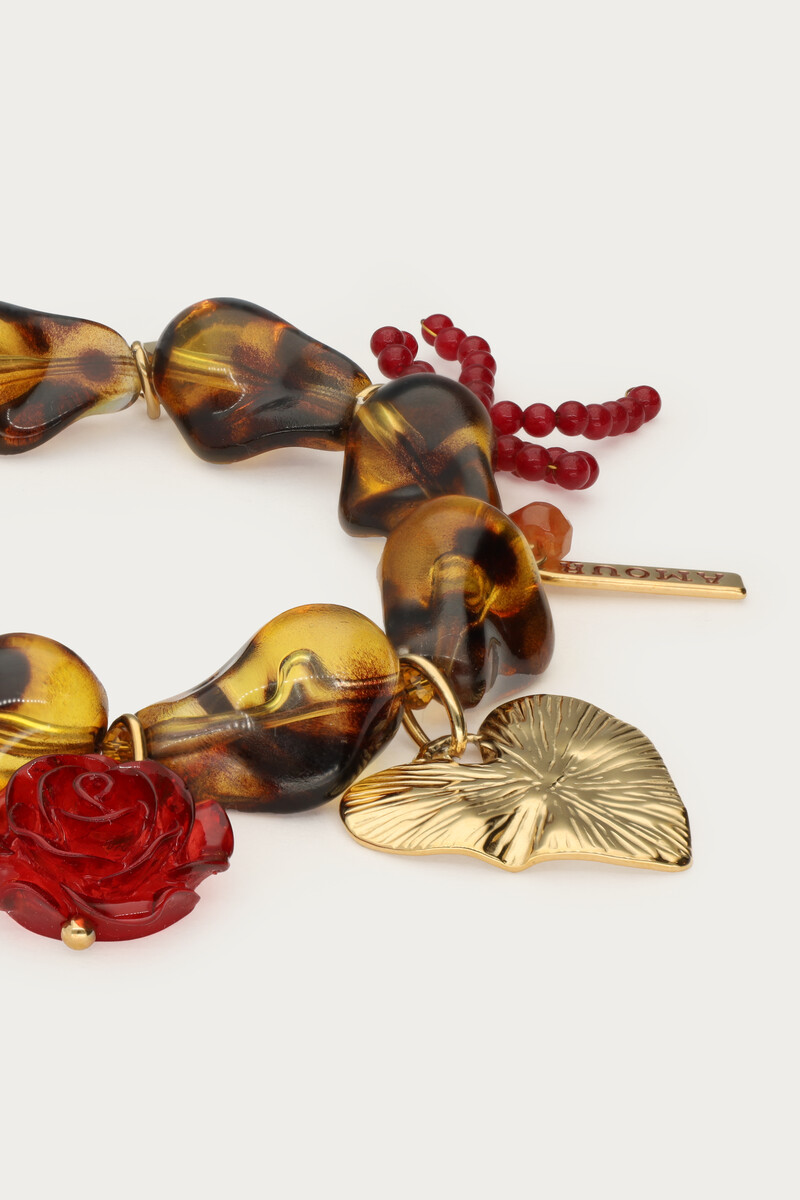 Leopard print beaded bracelet with charms | My Jewellery