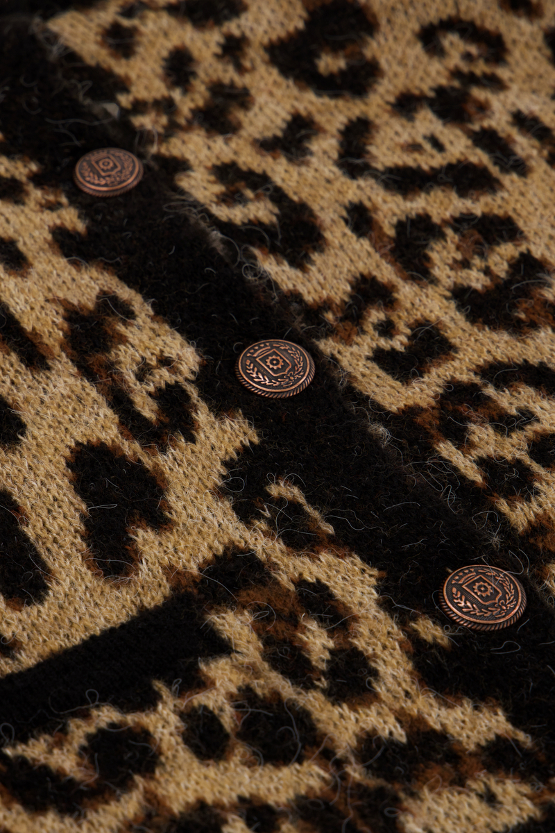 Panther print cardigan with gold buttons | My Jewellery