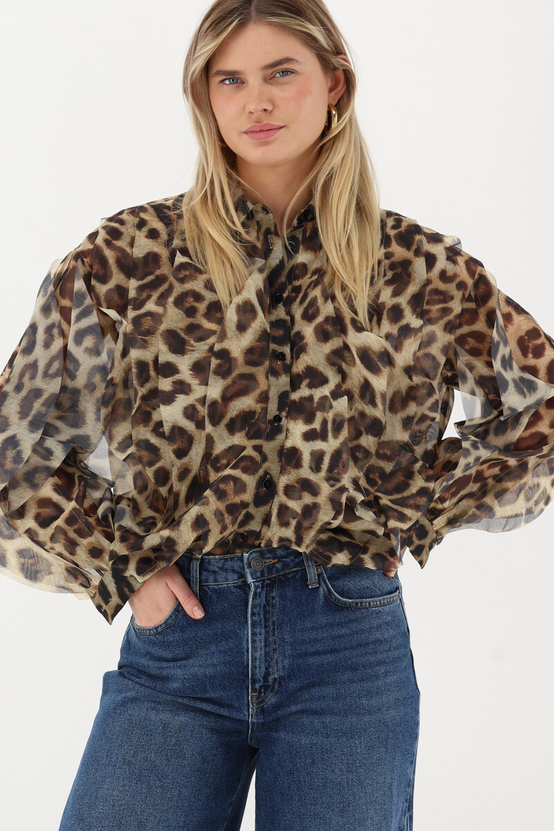 Leopard print chiffon blouse with ruffles | My Jewellery