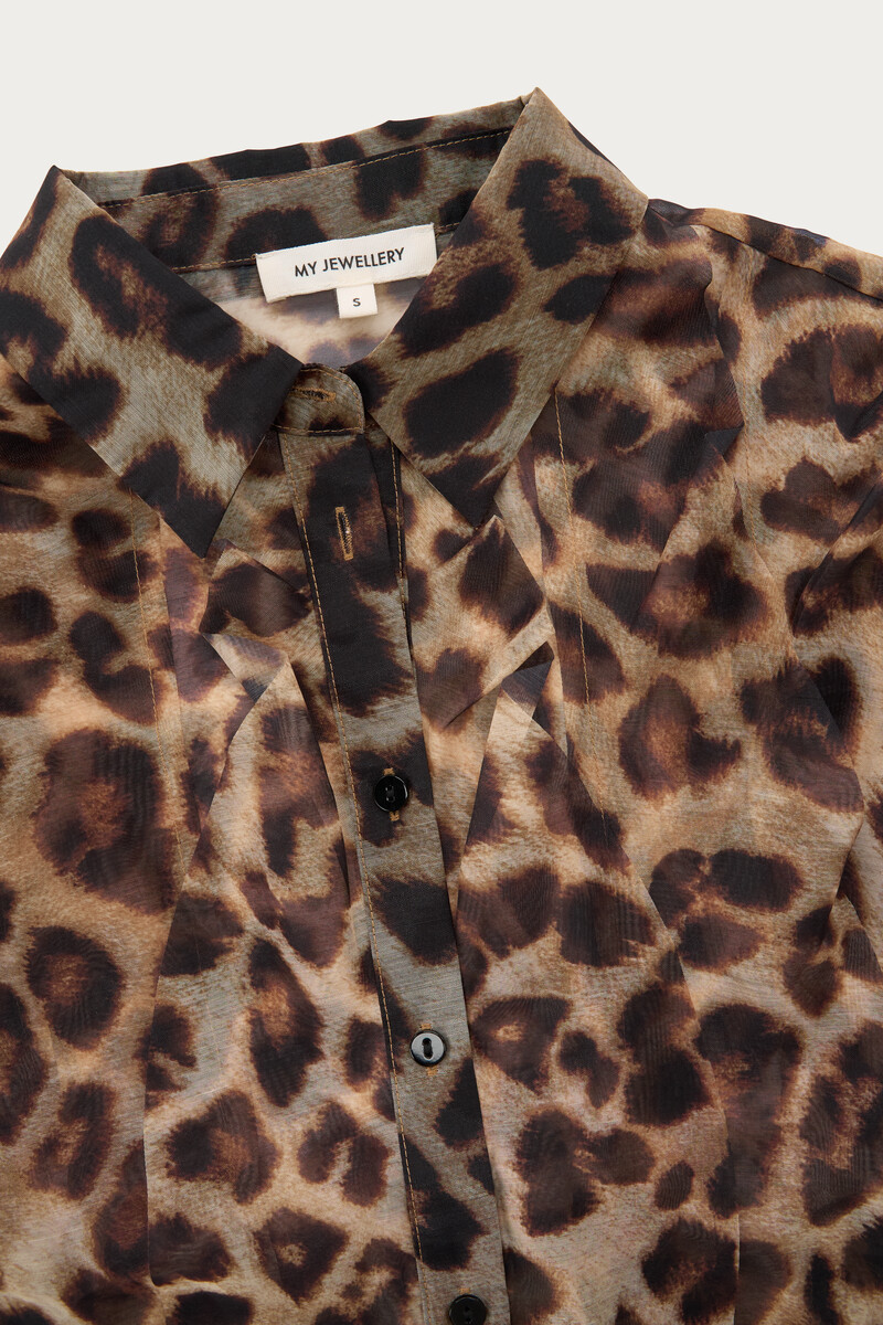 Leopard print chiffon blouse with ruffles | My Jewellery