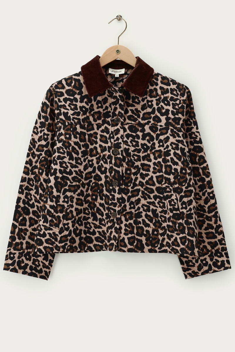 Leopard print jacket with corduroy collar | My Jewellery