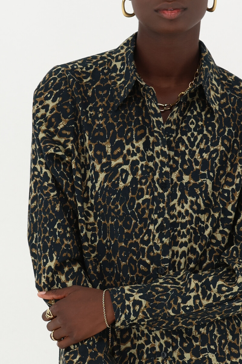 Leopard print linen look blouse with bows  | My Jewellery