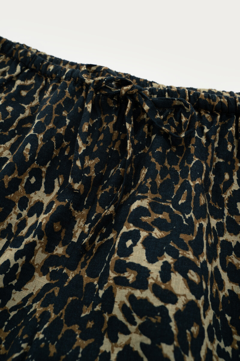 Leopard print linen look midi skirt with slit | My Jewellery