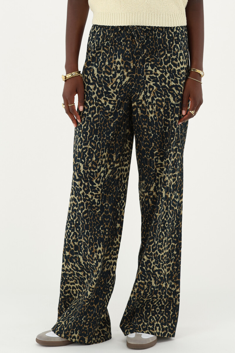 Leopard print linen look trousers | My Jewellery