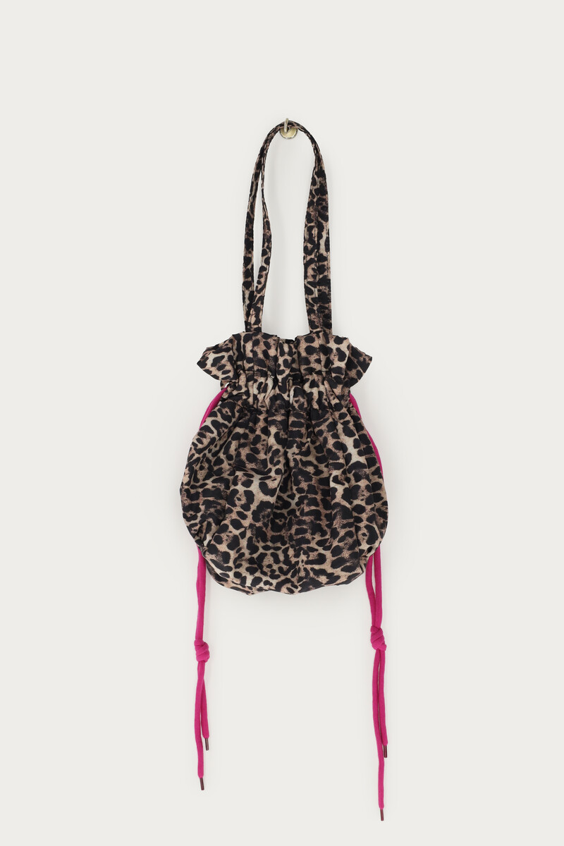 Leopard print pouch bag with purple cord | My Jewellery