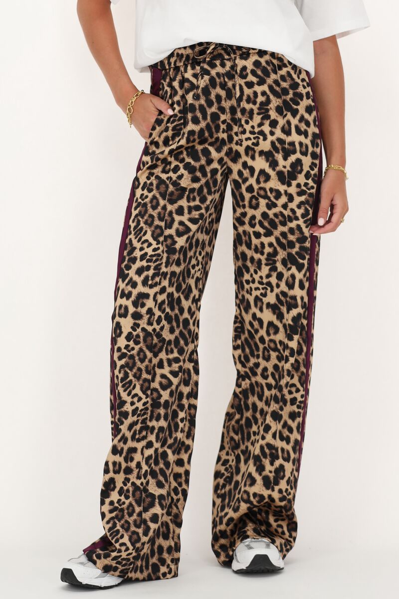Leopard print satin wide leg trousers cheap