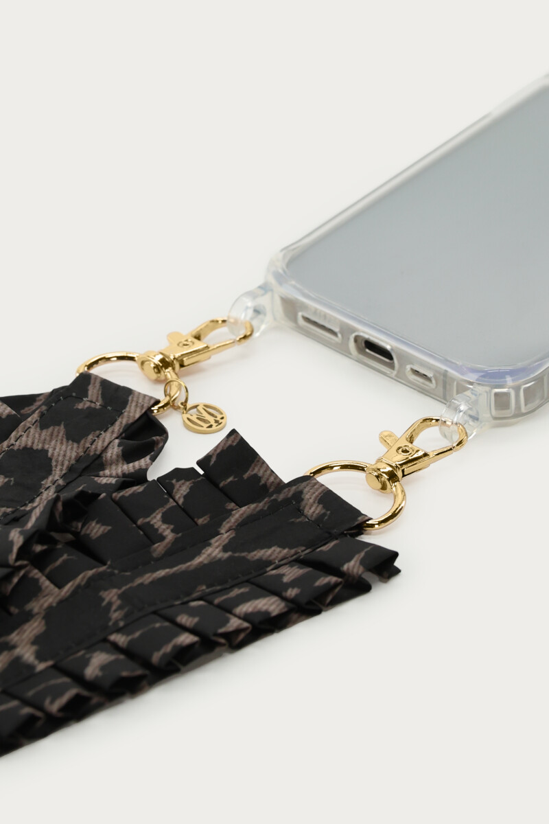 Panther print phone cord with ruffle | My Jewellery