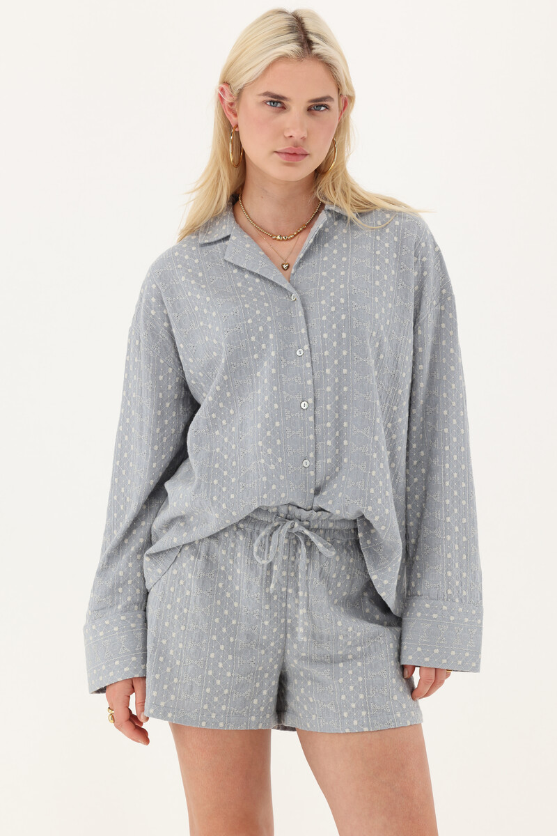 Light blue blouse with embroidery details | My Jewellery