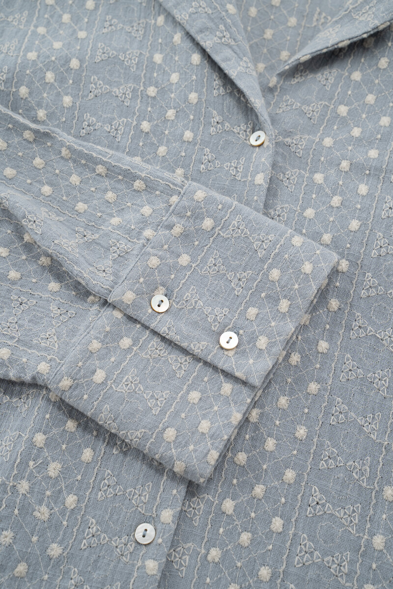 Light blue blouse with embroidery details | My Jewellery