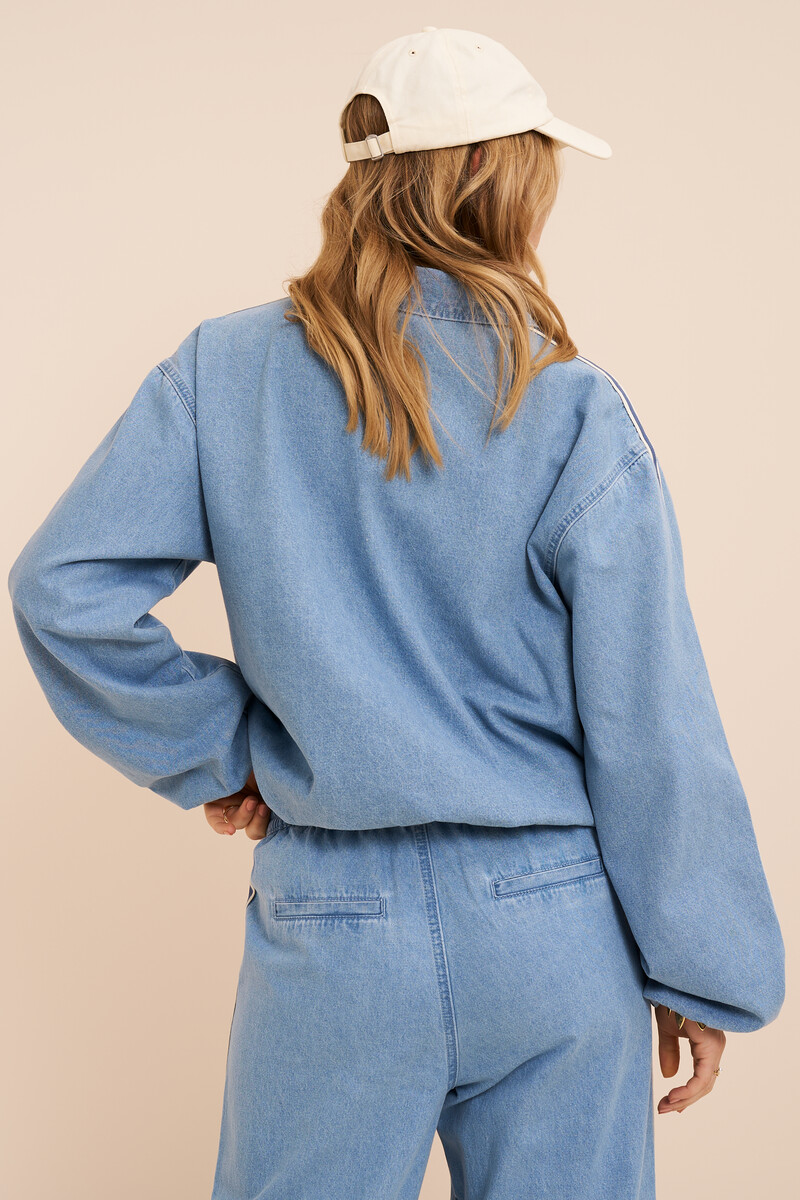 Light blue denim jacket with stripes | My Jewellery